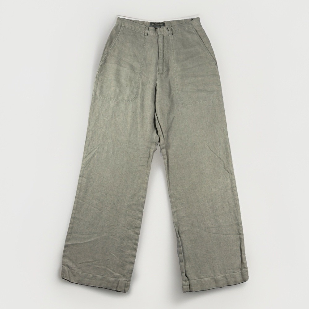 Vintage Banana Republic Linen Wide Leg Pants Women's 8 Olive Green Y2K